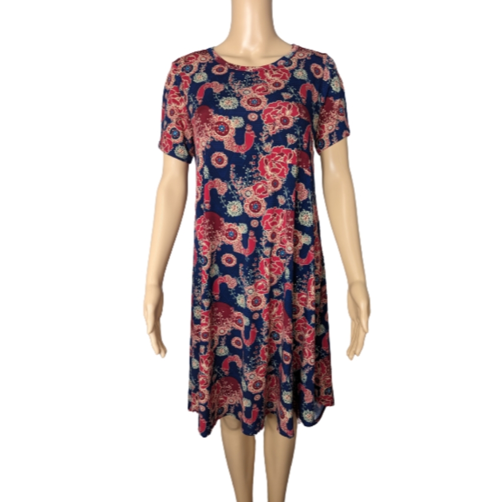 LuLaRoe Peacock Carly Hi-Lo Dress XS